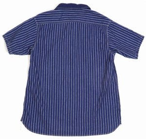 画像: 「graphzero/グラフゼロ」レジメンタルストライプ﻿半袖ショールカラーシャツ【インディゴ】