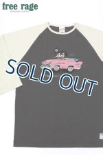 画像: 「FREE RAGE/フリーレイジ」Happy day's!!ラグラン7分袖Tシャツ【スミ黒×オフホワイト】