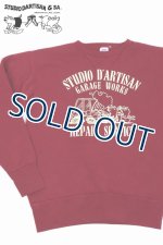 画像: 「STUDIO D'ARTISAN/ステュディオ・ダ・ルチザン」GARAGE WORKS　両Vプリントスウェット【バーガンディ】