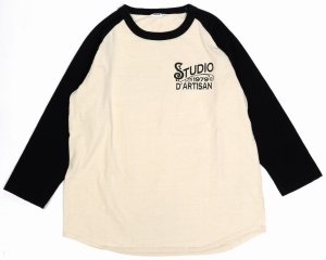 画像: 「STUDIO D'ARTISAN/ステュディオ・ダ・ルチザン」AUTHORIZEDラグラン7分丈Ｔシャツ【ベージュ×ブラック】