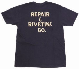 画像: 「UES/ウエス」REPAIR&RIVETプリントTシャツ【ネイビー】