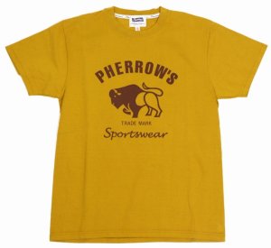 画像: 「Pherrow's/フェローズ」BUFFALOロゴTシャツ PTシリーズ【ダークマスタード】