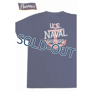 画像1: 「Pherrow's/フェローズ」U.S.NAVAL プリントTシャツ　PTシリーズ【S・ネイビー】 (1)