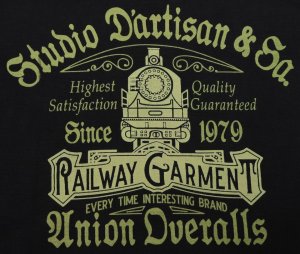 画像: 「STUDIO D'ARTISAN/ステュディオ・ダ・ルチザン」RAILWAYGARMENT　吊り編みプリントＴシャツ【ブラック】