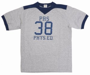 画像: 「Pherrow's/フェローズ」CLASSICAL SPORTSシリーズ PRS38PHYS.ED.切り替えＴシャツ【杢グレー×ネイビー】