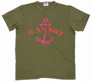 画像: 「Pherrow's/フェローズ」U.S.NAVY プリントＴシャツPTJシリーズ【オリーブ】