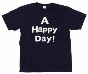 画像: 「UES/ウエス」インディゴ A HAPPY DAY! プリントTシャツ