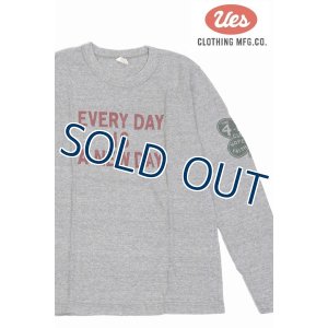 画像1: 「UES/ウエス」NEWDAY 長袖プリントTシャツ【杢グレー】 (1)