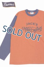 画像: 「Pherrow's/フェローズ」JACK'SバイカラープリントロンT【オレンジ×S・ネイビー】