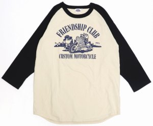 画像: 「STUDIO D'ARTISAN/ステュディオ・ダ・ルチザン」FRIENDSHIP CLUBラグラン7分丈Ｔシャツ【ベージュ×ブラック】