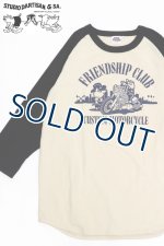 画像: 「STUDIO D'ARTISAN/ステュディオ・ダ・ルチザン」FRIENDSHIP CLUBラグラン7分丈Ｔシャツ【ベージュ×ブラック】