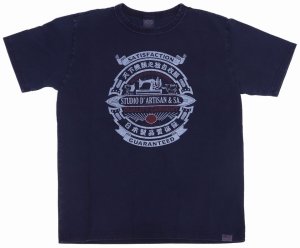 画像: 「STUDIO D'ARTISAN/ステュディオ・ダ・ルチザン」USAコットンインディゴプリントＴシャツ【ダークインディゴ】