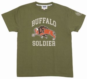 画像: 「Pherrow's/フェローズ」BUFFALO SOLDIER プリントTシャツ PTシリーズ【カーキ】