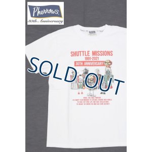 画像1: 「Pherrow's/フェローズ」SHUTTLE MISSIONS プリントTシャツ PTシリーズ【ホワイト】 (1)