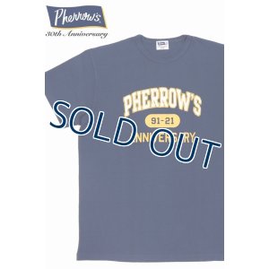 画像1: 「Pherrow's/フェローズ」30周年記念モデル相良刺繍&プリントTシャツ【Gネイビー】 (1)