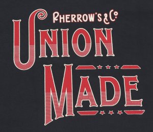 画像: 「Pherrow's/フェローズ」UNION MADEプリントTシャツ PTシリーズ【S・ブラック】