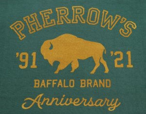 画像: 「Pherrow's/フェローズ」30周年記念モデルBUFFALOロゴTシャツ PTシリーズ【グリーン】