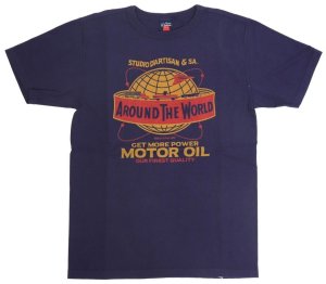 画像: 「STUDIO D'ARTISAN/ステュディオ・ダ・ルチザン」AROUND THE WORLD 吊り編みプリントＴシャツ【ネイビー】