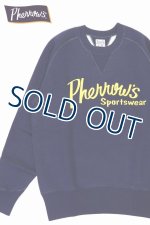 画像: 「Pherrow's/フェローズ」Pherrow's筆記体ロゴ両Vフリーダムスリーブスウェット【ネイビー】
