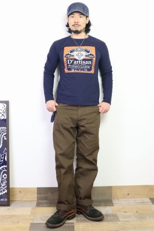 画像: 「STUDIO D'ARTISAN/ステュディオ・ダ・ルチザン」KING OF JEANS 長袖プリントＴシャツ【ネイビー】