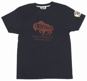 画像: 「Pherrow's/フェローズ」BUFFALOプリント＆ワッペンカスタムTシャツ PTシリーズ【S・ブラック】