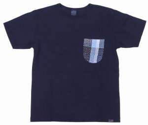 画像: 「STUDIO D'ARTISAN/ステュディオ・ダ・ルチザン」USAコットンインディゴNORAGI SASHIKO ポケットＴシャツ【ダークインディゴ】