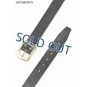 画像1: 「ARTBROWN/アートブラウン」UKサドルレザー40mm幅ギャリソンベルト【ブラック×ゴールド】 (1)