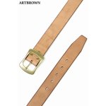 画像: 「ARTBROWN/アートブラウン」UKサドルレザー40mm幅ギャリソンベルト【タン×ゴールド】