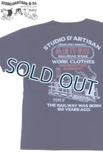 画像: 「STUDIO D'ARTISAN/ステュディオ・ダ・ルチザン」USAコットン鉄道作業服インディゴプリントＴシャツ【ダークインディゴ】