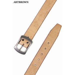 画像1: 「ARTBROWN/アートブラウン」UKサドルレザー40mm幅ギャリソンベルト【タン×シルバー】 (1)