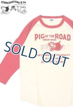 画像: 「STUDIO D'ARTISAN/ステュディオ・ダ・ルチザン」PIG OF THE ROAD ラグラン7分丈Ｔシャツ【ベージュ×レッド】