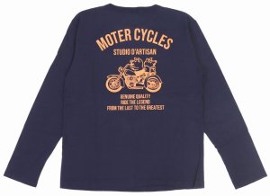 画像: 「STUDIO D'ARTISAN/ステュディオ・ダ・ルチザン」MOTER CYCLES 長袖プリントＴシャツ【ネイビー】