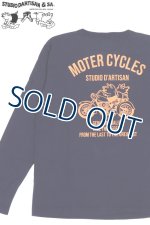 画像: 「STUDIO D'ARTISAN/ステュディオ・ダ・ルチザン」MOTER CYCLES 長袖プリントＴシャツ【ネイビー】