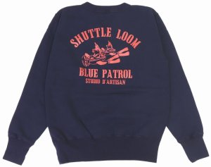 画像: 「STUDIO D'ARTISAN/ステュディオ・ダ・ルチザン」SHUTTLE LOOM 両Vプリントスウェット【ネイビー】