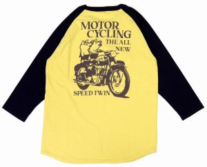 画像: 「STUDIO D'ARTISAN/ステュディオ・ダ・ルチザン」SPEED TWIN ラグラン7分丈Ｔシャツ【イエロー×ネイビー】