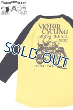 画像: 「STUDIO D'ARTISAN/ステュディオ・ダ・ルチザン」SPEED TWIN ラグラン7分丈Ｔシャツ【イエロー×ネイビー】