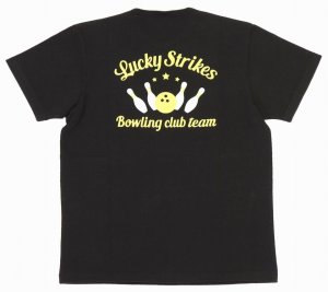 画像: 「Pherrow's/フェローズ」Lucky Strikesプリント＆刺繍Tシャツ PTPシリーズ【S・ブラック】