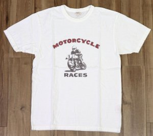 画像: 「UES/ウエス」MOTORCYCLEプリントTシャツ【ホワイト】