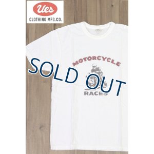画像1: 「UES/ウエス」MOTORCYCLEプリントTシャツ【ホワイト】 (1)