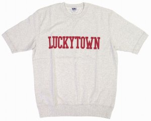 画像: 「Pherrow's/フェローズ」両Vスウェットタイプ LUCKYTOWN プリント半袖カットソー【オートミール】