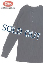 画像: 「UES/ウエス」ヘンリーネックビッグワッフルＴシャツ【ブラック】