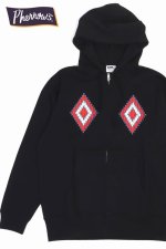 画像: 「Pherrow's/フェローズ」ネイティブ刺繍フルジップスウェットパーカー【ブラック】