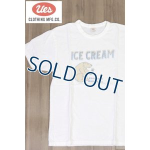 画像1: 「UES/ウエス」ICE CREAM プリントTシャツ【ホワイト×ブルー】 (1)