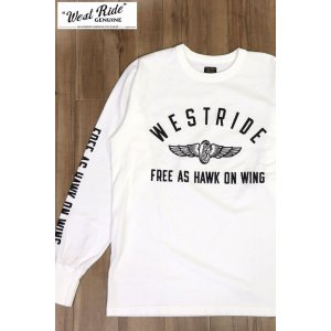 画像1: 「WEST RIDE/ウエストライド」FREE AS HAWK ON WING  ヘビーウェイトプリントロンT【オフホワイト】 (1)