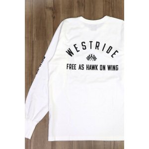 画像2: 「WEST RIDE/ウエストライド」FREE AS HAWK ON WING  ヘビーウェイトプリントロンT【オフホワイト】 (2)