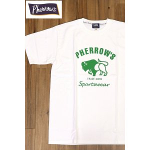画像1: 「Pherrow's/フェローズ」バッファローロゴTシャツ PTシリーズ【ホワイト】 (1)