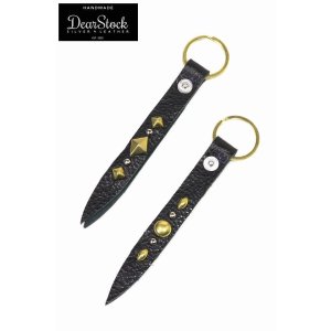 画像1: 「DearStock/ディアストック」シュリンクレザー スタッズミ二キーホルダー ブラック【2パターンあり】 (1)