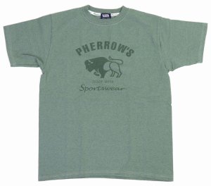 画像: 「Pherrow's/フェローズ」バッファローロゴTシャツ PTシリーズ【グリーン】