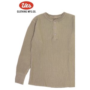 画像1: 「UES/ウエス」ヘンリーネックビッグワッフルＴシャツ【サンドベージュ】 (1)