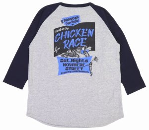 画像: 「STUDIO D'ARTISAN/ステュディオ・ダ・ルチザン」CHICKEN RACE ラグラン7分丈Ｔシャツ【杢グレー×ネイビー】